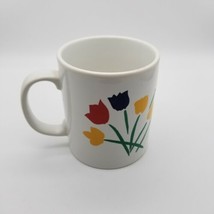 Coloroll England Flowers Stems Tulips Colorful 2 Sided Coffee Mug Cup  - $19.76