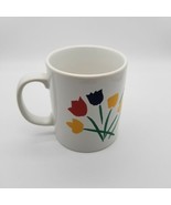 Coloroll England Flowers Stems Tulips Colorful 2 Sided Coffee Mug Cup  - £15.61 GBP
