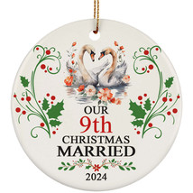 Our 9th Years Christmas Married Ornament Gift 9 Anniversary Cute Swan Couple - £12.19 GBP