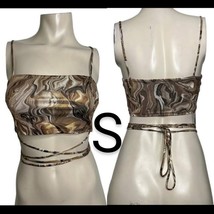 Brown Marble Cami Waist Tie Crop Top~Size S - $18.70