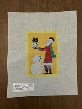 Ruth Schmuff Santa Building Snowman Handpainted Needlepoint Canvas-Stitc... - $49.50