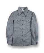 Vtg 70s Western Flap Pocket Gray Wool Dacron Polyester Shirt Dagger Coll... - £31.14 GBP