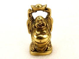 2&quot; Brass Buddha Figurine, Holding Bowl of Plenty, Good Luck, Peace, Pros... - $24.45