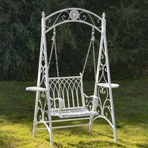 Zaer Ltd. Iron Swing Chair New York (Antique White) - £712.02 GBP