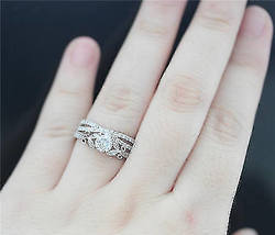 2CT Round Cut Sim Diamond Solitaire Bridal set Engagement Ring 14K White Gold Fn - £67.10 GBP