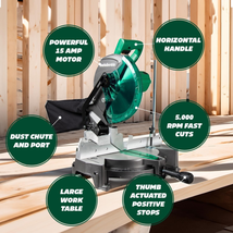 10-Inch Compound Miter Saw with Single Bevel, 15-Amp Motor, and Large Table - C1 - $124.59