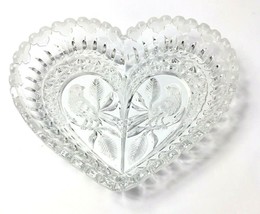 Hofbauer Byrdes Crystal Glass Heart Candy Dish 9&quot; 1982 West Germany Vintage - £33.44 GBP