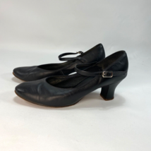 Capezio Dance Maker Mary Jane Leather Black Jazz Shoes Womens 8M Heels Buckle - £19.74 GBP