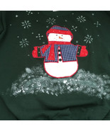 vintage handmade country snowman applique on front of  green sweatshirt - £16.16 GBP