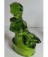 LE SMITH GOOSE GIRL GREEN GLASS FIGURINE 5.5&quot; TALL - $14.03