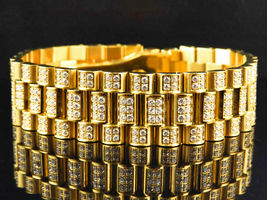 14Ct Round Cut Diamond Mens 14k Yellow Gold Over Wedding Vintage Tennis Bracelet - £187.29 GBP