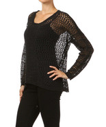 M. Rena Crochet Knit Long Sleeve Top with Inside Camisole - £23.12 GBP