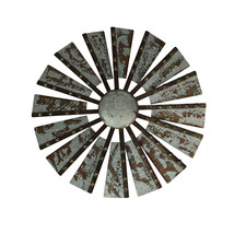 Zeckos Antiqued Galvanized Metal Windmill Wall Hanging 21 Inch Diameter - £31.62 GBP