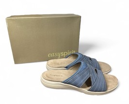 Womens Easy Spirit Setara Leather Slide Sandals Comfort Denim Blue 7.5 W - €14,51 EUR