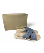 Womens Easy Spirit Setara Leather Slide Sandals Comfort Denim Blue 7.5 W - $16.82