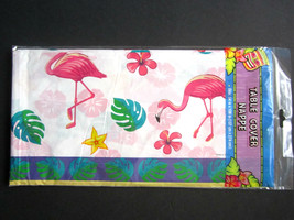 Pink Flamingo Fun Colorful Lightweight Plastic Table Cover 54" x 108" BRAND NEW - £6.20 GBP