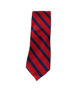 TOMMY HILFIGER Red Navy Blue Slide Stripe Solid Tail Silk Twill Classic Tie - $24.99