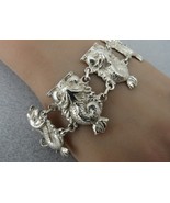 Vintage Figural Owl Link Bracelet Sterling Silver 35.28g Custom Cast Det... - $176.50 CAD