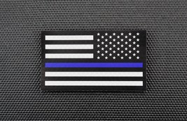 SOLAS Thin Blue Line Reverse US Flag Patch Black &amp; White Police SWAT IR TBL - £9.72 GBP