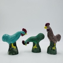 Rare Vintage Chinese Ceramic Roosters Miniature Set Export Figurines - £100.96 GBP