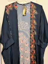 Women&#39;s Summer Cocktail Peacock kimono duster cardigan jacket size 38 fi... - $59.39