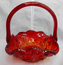 Indiana Amberina Basket Art Glass Monticello Sunset Mid Century Vintage - £24.52 GBP