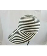 Fair Weather Black White Stripe Ladies Cap Hat w/ Bill Brim 33879 - £23.64 GBP
