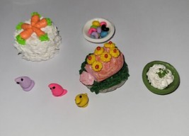 Dollhouse Small Easter Dinner Set Carrot Cake Ham Potatoes Peeps Jellybeans - $13.00