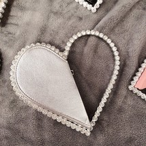 Heart Shaped Evening Clutch Bags for Women Designer Chic Metal Handle Shiny Sequ - £51.73 GBP