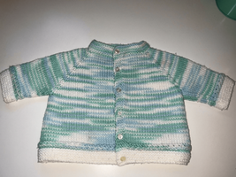 Vintage Handmade Knit Cardigan Baby Sweater-Jacket L/S Baby Clothes EUC ... - $10.59