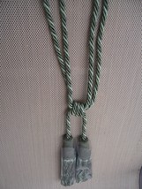 2 Elegant Drapery Tiebacks Soft Green Rope W/ Double Tassel Accent - £11.99 GBP
