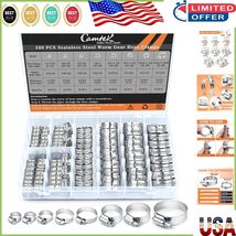 Durable Worm Gear Hose Clamp Set, 100PCS Adjustable 6-44mm for All Appli... - $69.92 CAD
