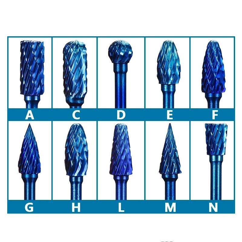Tungsten Carbide Rotary Burrs 6 MM Diameter Bits Grinder Metal Wood Carving Blue Item image 3