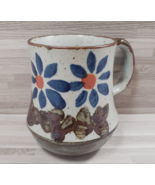 Studio Pottery Hand Thrown Brown Gray Blue Stoneware 10 oz. Coffee Mug Cup - $13.47