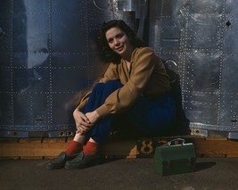 Woman war worker takes break at Douglas Aircraft plant Long Beach CA Photo Print - £7.04 GBP+