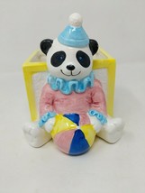 Napco Panda Bear Clown Circus Letter Block Planter Ceramic Bright Figuri... - $29.69