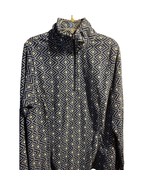 Lands&#39; End Women’s M 10-12 Blue Geometric LS Polyester Fleece 1/4 Zip Ja... - $24.75