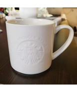 STARBUCKS Minimalist White Embossed Logo Coffee Mug Cup 12 oz - $19.79
