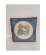 Precious Moments Cross Stitch Completed Matted Framed Decor 13 X 13&quot; Tea... - £19.63 GBP