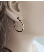 Simple Gold Hoop Earrings, Nickel Free, Hypoallergenic, 1 inch, USA Made - $26.65 CAD