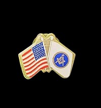 Vintage Masonic American Flag Lapel Pin Red Whit Blue Gold Tone Patriotic - £16.69 GBP