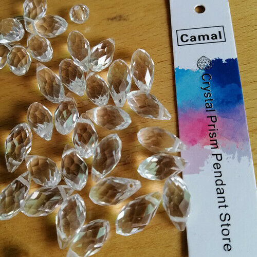 Primary image for 200Pcs Glass Crystal Faceted 12x6mm Clear Teardrop Beads Pendant DIY
