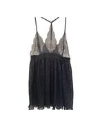 Victoria&#39;s Secret Black Pleated Lace Babydoll Nightie Large - $35.53