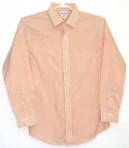 Brooks Brothers 346 Slim Fit Non Iron Orange White Striped Men&#39;s Shirt 16-2/3 - £21.04 GBP