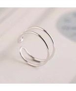 double circle simple ring 925 sterling silver Wire Line Rings Open size ... - £8.02 GBP