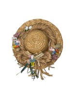 Vintage Easter Bunny Rabbit Handmade Straw Hat Wreath Decor Front Door G... - £44.11 GBP