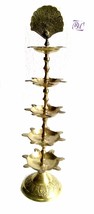 Rare Brass 5 Jyot Peacock Diya Christmas DIWALI EDH Aarti Puja Oil Lamp - £16.05 GBP