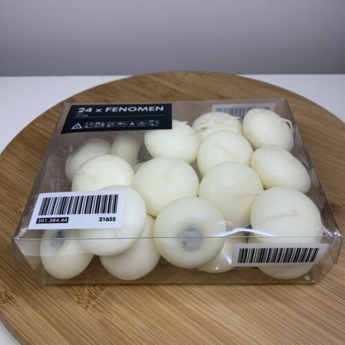 IKEA Fenomen X 24 Unscented Floating Candle Set Natural 501.384.44 NEW - $24.74
