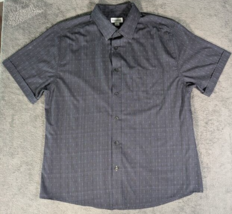 Haggar Short Sleeve Button Down Men’s Shirt Size L Dark Grey Line Design... - $185.37 MXN