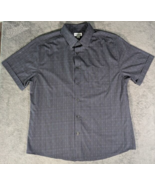 Haggar Short Sleeve Button Down Men’s Shirt Size L Dark Grey Line Design... - $183.09 MXN